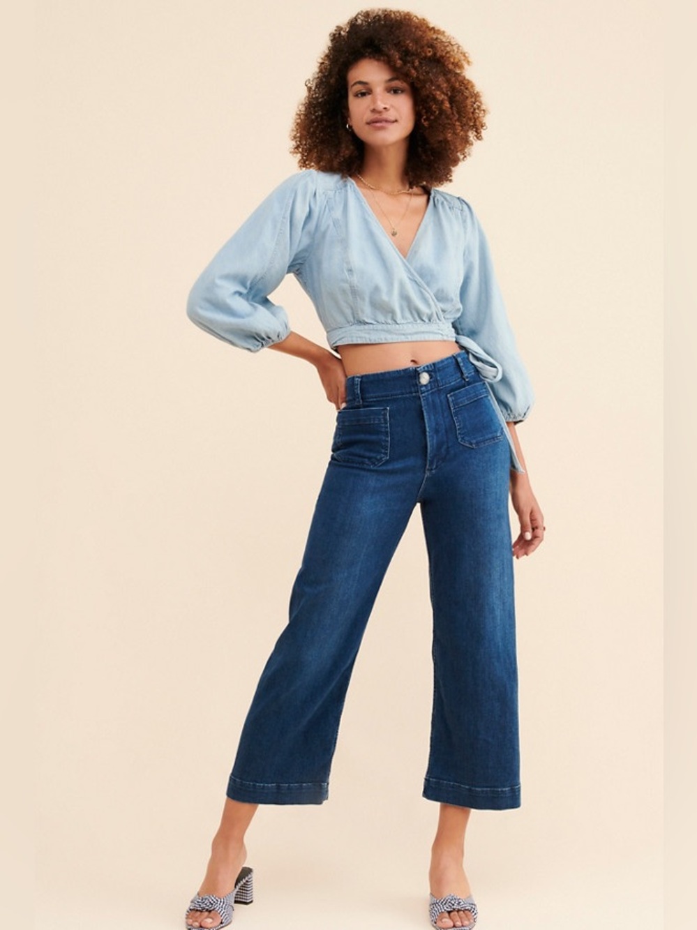 Pilcro The Skipper Wide-Leg Jeans in Denim Dark Size 26